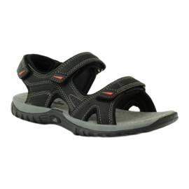 American Club Sandalen mit American 6201 Ledereinsatz schwarz 1
