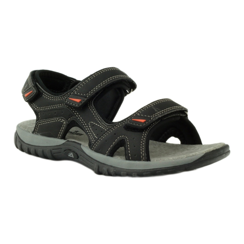 American Club Sandalen mit American 6201 Ledereinsatz schwarz 1