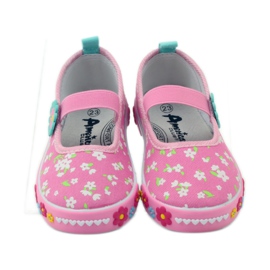 American Club Amerikanische Sneaker mit Lederinnensohle grün gelb rosa 5