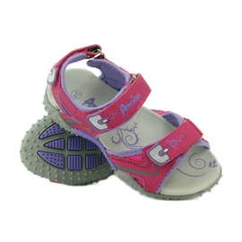 American Club Sandalen mit American 8580 Ledereinsatz rosa violett 3