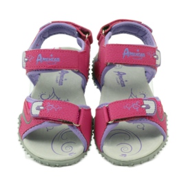 American Club Sandalen mit American 8580 Ledereinsatz rosa lila 4