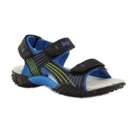 American Club Sandale mit Einsatz aus amerikanischem 5261-Leder schwarz blau grün 1