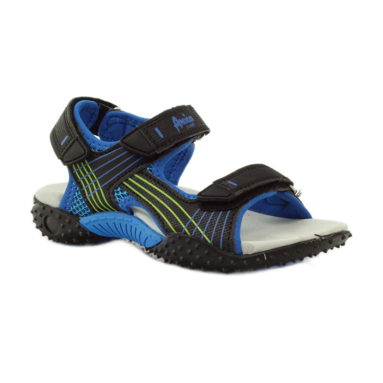 American Club Sandale mit Einsatz aus amerikanischem 5261-Leder schwarz blau grün 1