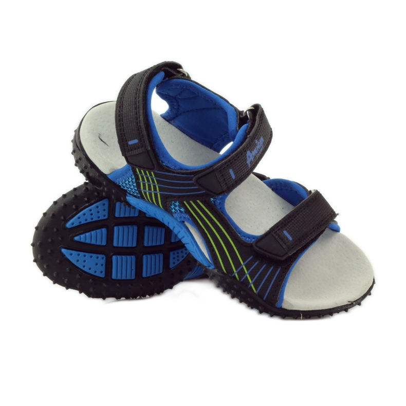 American Club Sandale mit Einsatz aus amerikanischem 5261-Leder schwarz blau grün 3