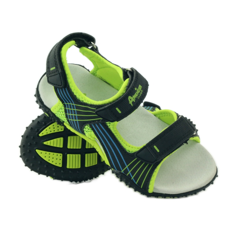 American Club Sandale mit Einsatz aus amerikanischem 5261-Leder grün schwarz 3