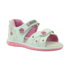 American Club Kindersandalen mit einem amerikanischen 87285 Ledereinsatz rosa weiß 1