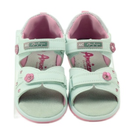 American Club Kindersandalen mit einem amerikanischen 87285 Ledereinsatz rosa weiß 4