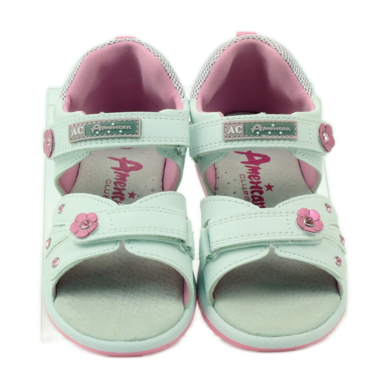 American Club Kindersandalen mit einem amerikanischen 87285 Ledereinsatz rosa weiß 4