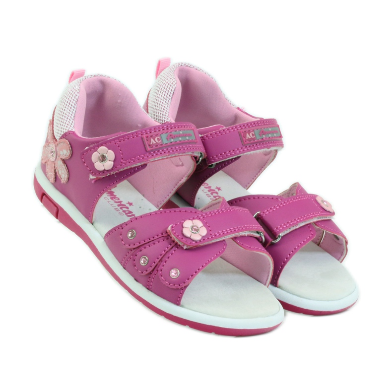 American Club Sandalen mit einem amerikanischen 87285 Ledereinsatz rosa 4