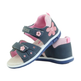 American Club Kindersandalen mit einem amerikanischen 87285 Ledereinsatz rosa navy blau 3