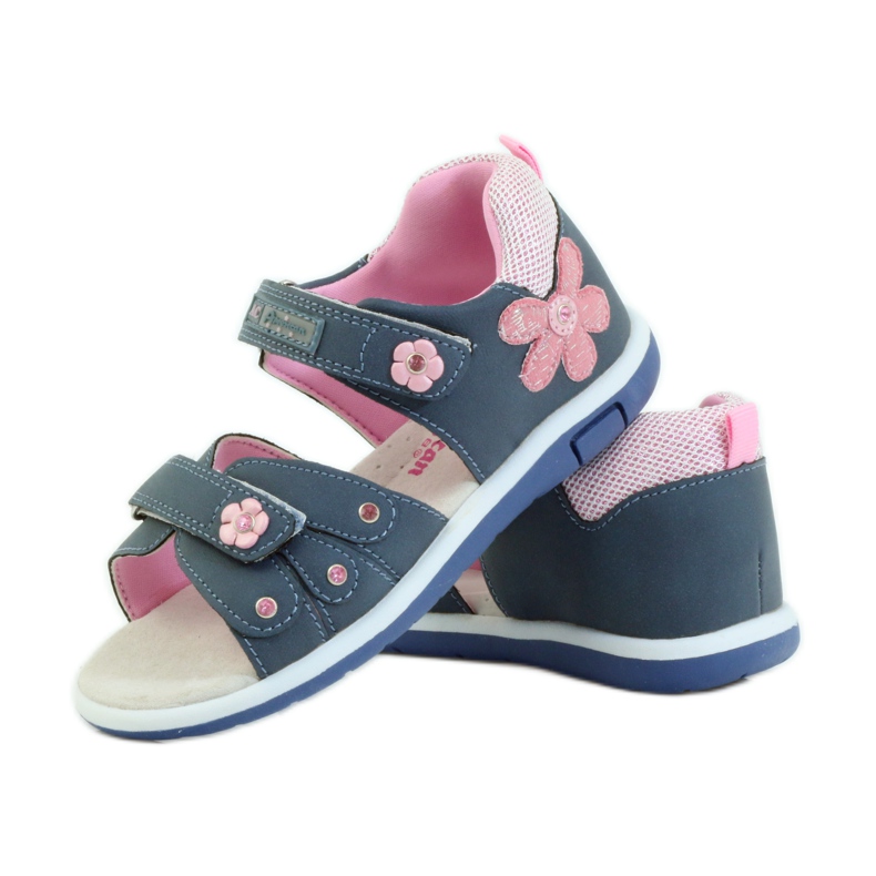 American Club Kindersandalen mit einem amerikanischen 87285 Ledereinsatz rosa navy blau 3