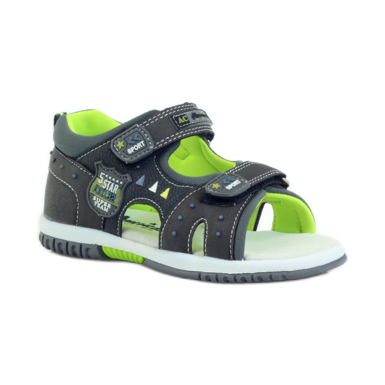 American Club Kindersandalen mit einem amerikanischen 87289 Ledereinsatz grau 1
