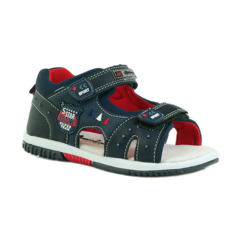 American Club Kindersandalen mit einem amerikanischen 87289 Ledereinsatz navy blau 1