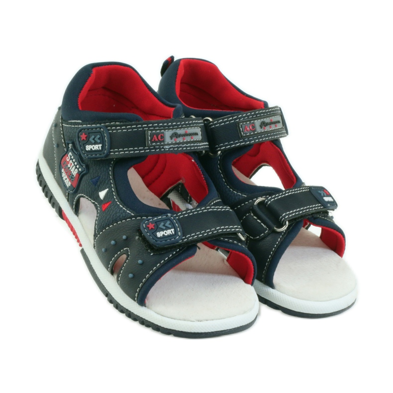 American Club Kindersandalen mit einem amerikanischen 87289 Ledereinsatz navy blau 4
