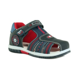 American Club Kindersandalen mit einem amerikanischen 87290 Ledereinsatz navy blau rot 1