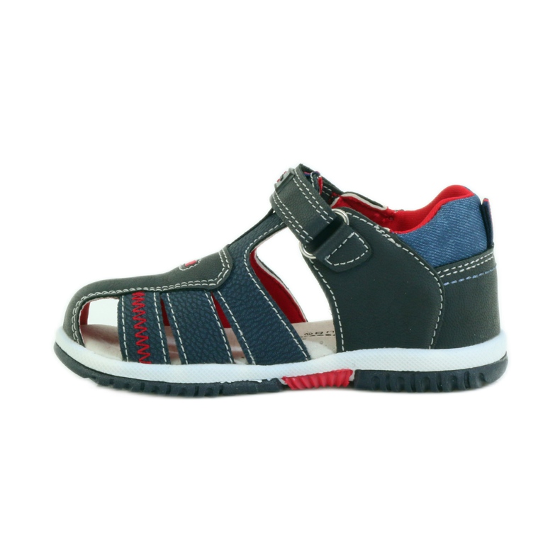 American Club Kindersandalen mit einem amerikanischen 87290 Ledereinsatz navy blau rot 2