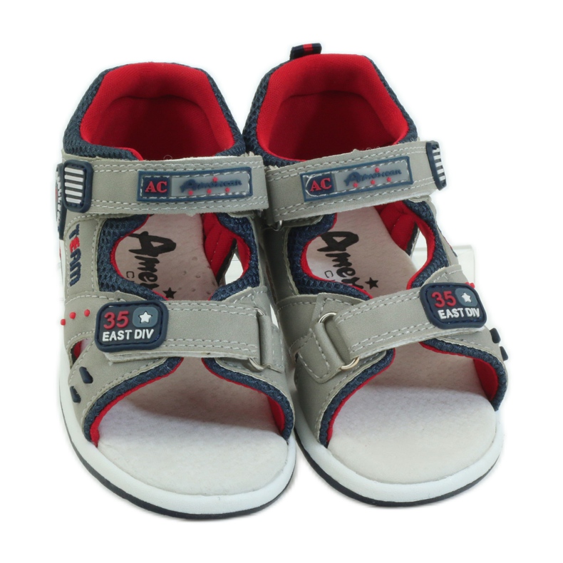 American Club Sandalen mit einem amerikanischen 87297 Ledereinsatz marineblau grau 4