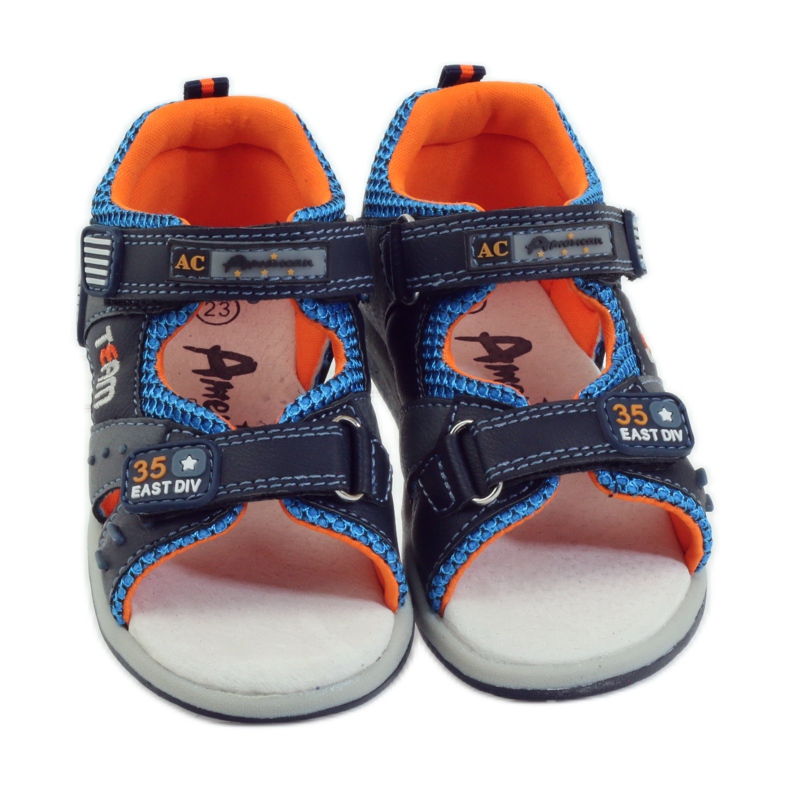 American Club Sandalen mit einem amerikanischen 87297 Ledereinsatz navy blau 4