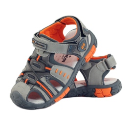 American Club Kindersandalen mit einem amerikanischen 93607 Ledereinsatz grau orange 3