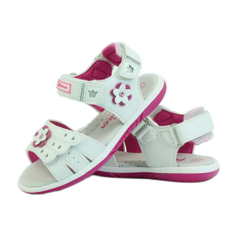 American Club Kindersandalen mit einem amerikanischen 93606 Ledereinsatz rosa weiß 3