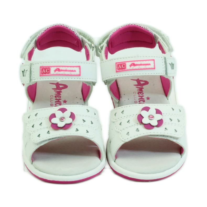 American Club Kindersandalen mit einem amerikanischen 93606 Ledereinsatz rosa weiß 4