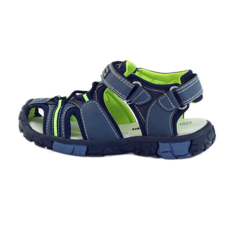 American Club Kindersandalen mit einem amerikanischen 93607 Ledereinsatz navy blau grün orange 2