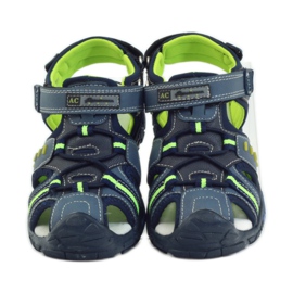 American Club Kindersandalen mit einem amerikanischen 93607 Ledereinsatz marineblau grün orange 4