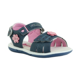 American Club Sandale mit Einsatz aus amerikanischem 93606 Leder marineblau rosa 1