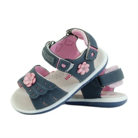 American Club Sandale mit Einsatz aus amerikanischem 93606 Leder marineblau rosa 3