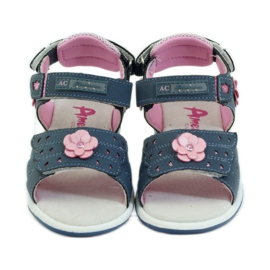 American Club Sandale mit Einsatz aus amerikanischem 93606 Leder marineblau rosa 4