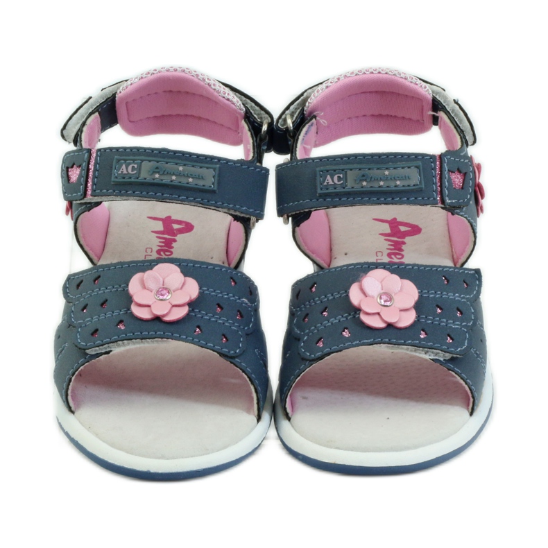 American Club Sandale mit Einsatz aus amerikanischem 93606 Leder marineblau rosa 4