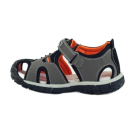 American Club Sandalen mit einem amerikanischen 93594 Ledereinsatz grau orange 2