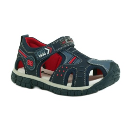 American Club Sandalen mit einem amerikanischen 93594 Ledereinsatz marineblau rot 1