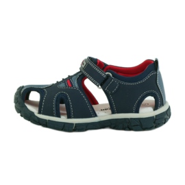 American Club Sandalen mit einem amerikanischen 93594 Ledereinsatz marineblau rot 2