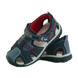 American Club Sandalen mit einem amerikanischen 93594 Ledereinsatz navy blau rot 3