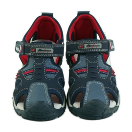 American Club Sandalen mit einem amerikanischen 93594 Ledereinsatz navy blau rot 4