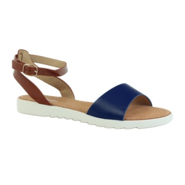 American Club Amerikanische 170621 Sandalen aus Leder mit Innensohle braun marineblau 1