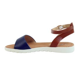 American Club Amerikanische 170621 Sandalen aus Leder mit Innensohle braun marineblau 2