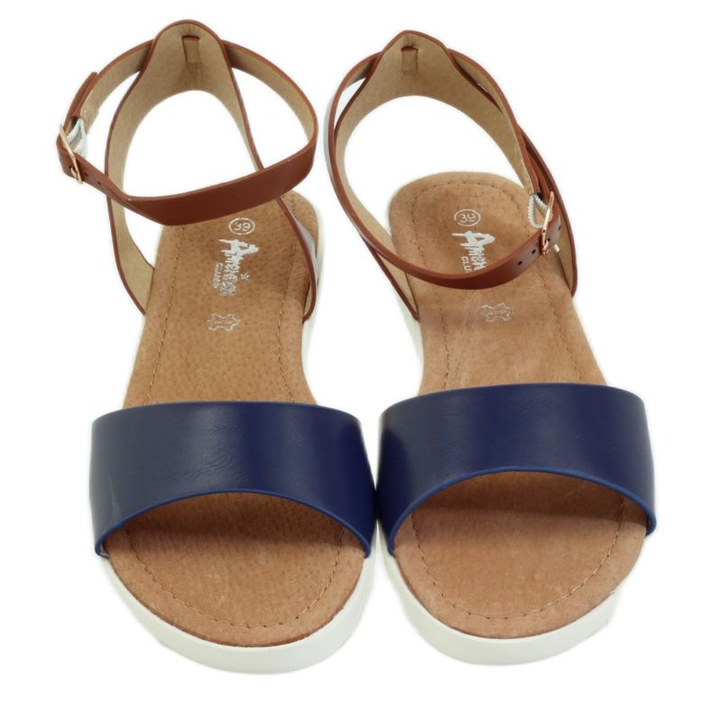 American Club Amerikanische 170621 Sandalen aus Leder mit Innensohle braun navy blau 4