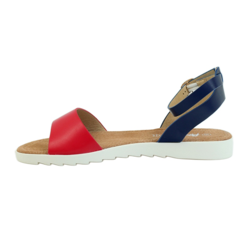 American Club Amerikanische 170621 Sandalen aus Leder mit Innensohle rot marineblau 2