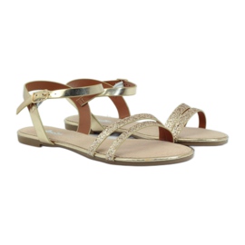 American Club 052 Sandalen mit Goldglitter golden 3
