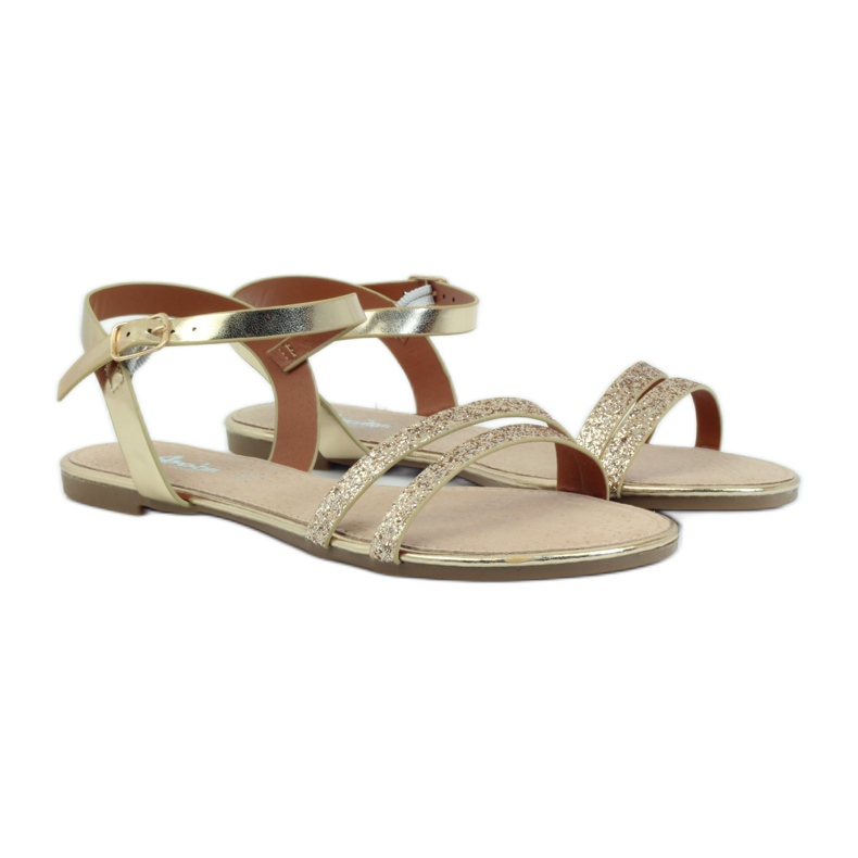 American Club 052 Sandalen mit Goldglitter golden 3