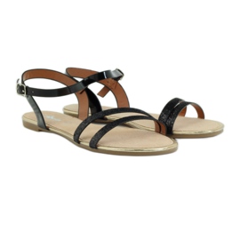 American Club Schwarze amerikanische 052 Glitzersandalen 3