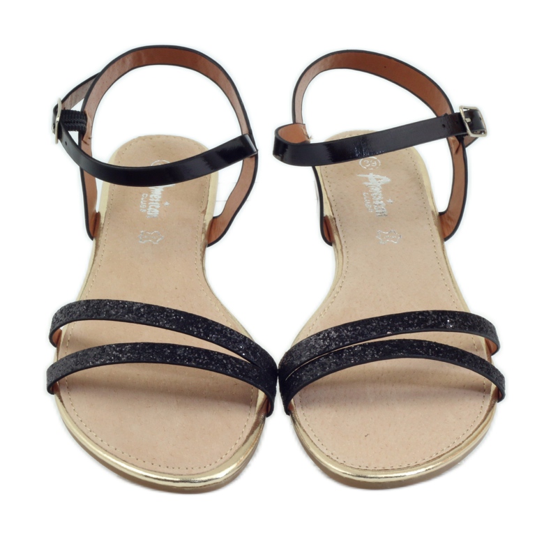 American Club Schwarze amerikanische 052 Glitzersandalen 4