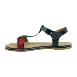 American Club Amerikanische Damensandale mit Lederdecksohle rot marineblau 2