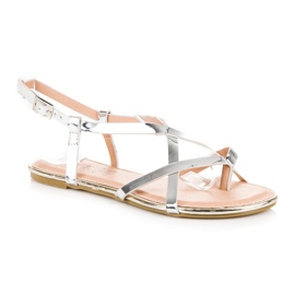 Evento Silberne flache Sandalen grau 1