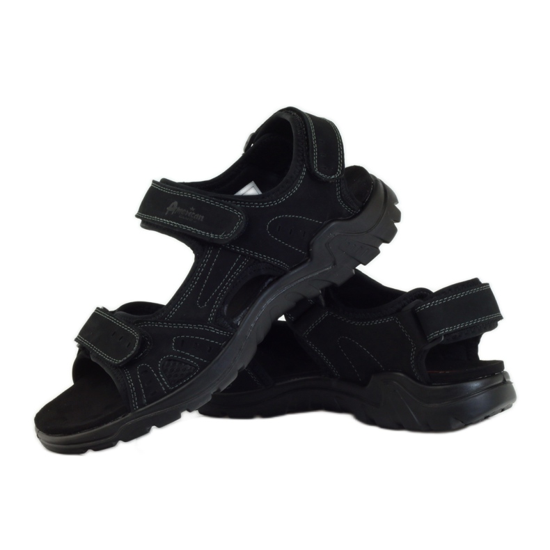 American Club Sportliche Herrensandalen aus amerikanischem Leder schwarz 3