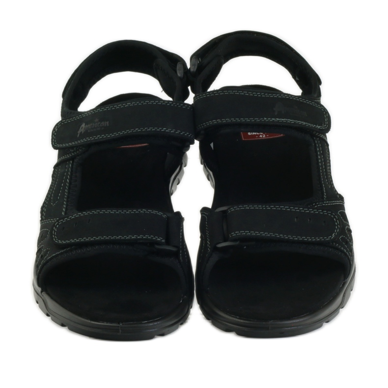 American Club Sportliche Herrensandalen aus amerikanischem Leder schwarz 4