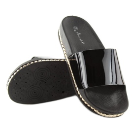 Schwarze schwarze Damenhausschuhe N-29 schwarz 2