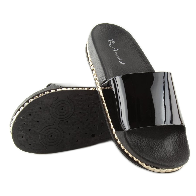 Schwarze schwarze Damenhausschuhe N-29 schwarz 2